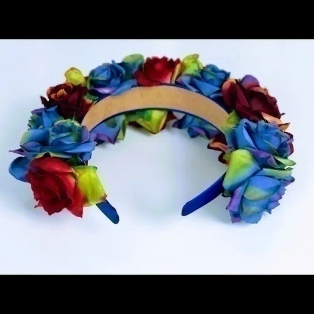 Stunning Handmade Red & Blue Flower Crown